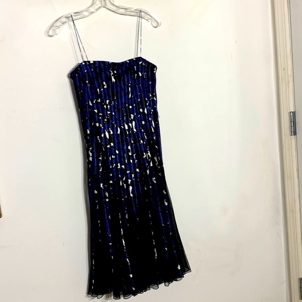 Cache a line striped midi dress blue black size 4